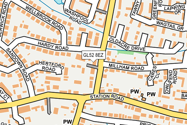 GL52 8EZ map - OS OpenMap – Local (Ordnance Survey)