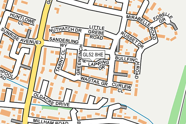 GL52 8HE map - OS OpenMap – Local (Ordnance Survey)