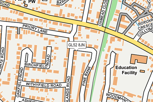 GL52 8JN map - OS OpenMap – Local (Ordnance Survey)