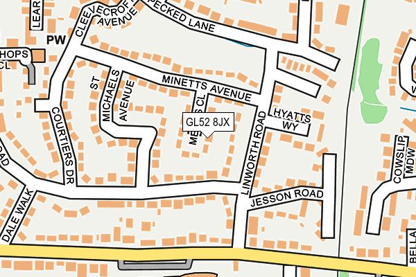 GL52 8JX map - OS OpenMap – Local (Ordnance Survey)