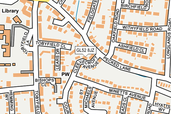 GL52 8JZ map - OS OpenMap – Local (Ordnance Survey)