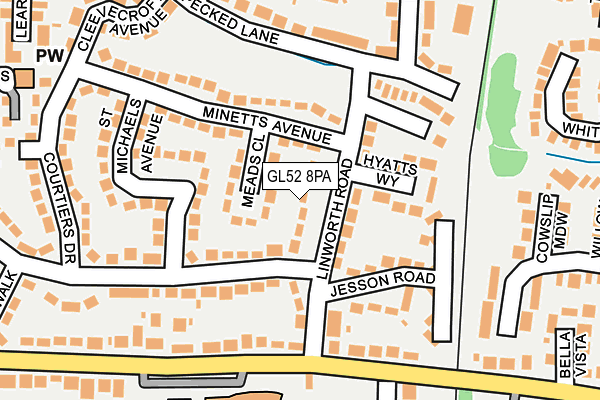 GL52 8PA map - OS OpenMap – Local (Ordnance Survey)