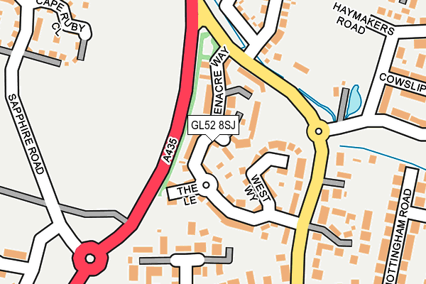 GL52 8SJ map - OS OpenMap – Local (Ordnance Survey)
