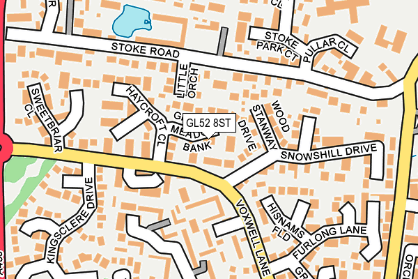 GL52 8ST map - OS OpenMap – Local (Ordnance Survey)