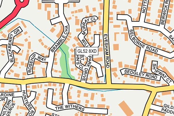 GL52 8XD map - OS OpenMap – Local (Ordnance Survey)