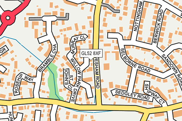 GL52 8XF map - OS OpenMap – Local (Ordnance Survey)
