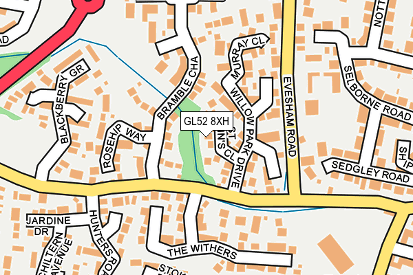 GL52 8XH map - OS OpenMap – Local (Ordnance Survey)