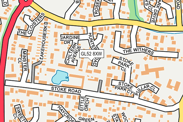 GL52 8XW map - OS OpenMap – Local (Ordnance Survey)