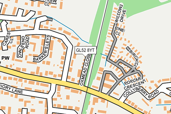 GL52 8YT map - OS OpenMap – Local (Ordnance Survey)