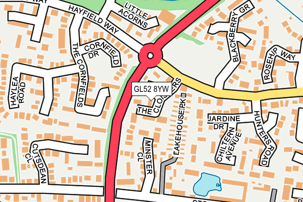 GL52 8YW map - OS OpenMap – Local (Ordnance Survey)