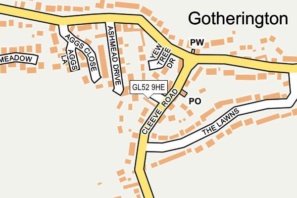 GL52 9HE map - OS OpenMap – Local (Ordnance Survey)