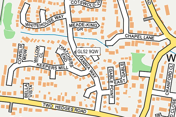 GL52 9QW map - OS OpenMap – Local (Ordnance Survey)