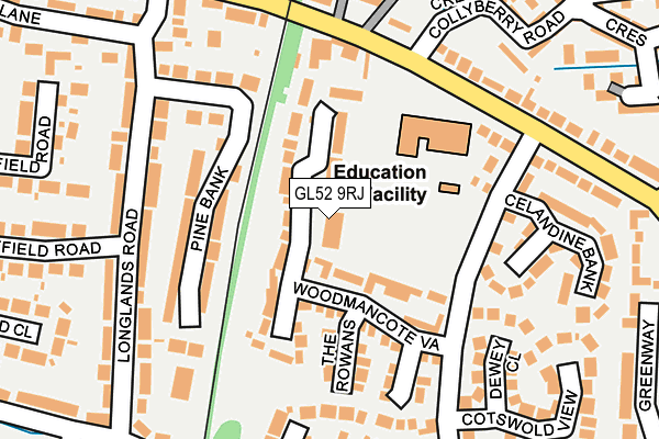GL52 9RJ map - OS OpenMap – Local (Ordnance Survey)