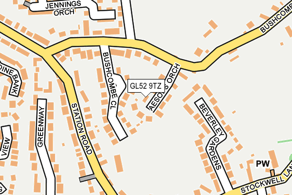 GL52 9TZ map - OS OpenMap – Local (Ordnance Survey)