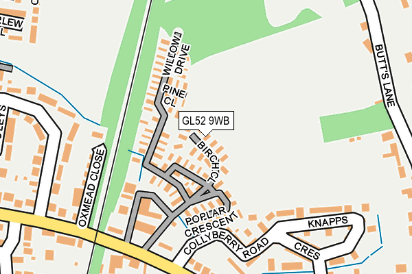 GL52 9WB map - OS OpenMap – Local (Ordnance Survey)