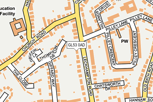 GL53 0AD map - OS OpenMap – Local (Ordnance Survey)