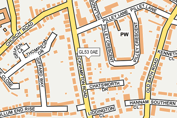GL53 0AE map - OS OpenMap – Local (Ordnance Survey)