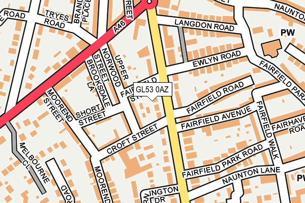 GL53 0AZ map - OS OpenMap – Local (Ordnance Survey)