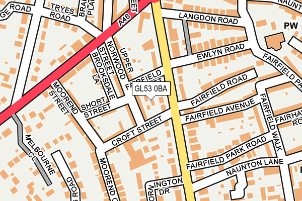 GL53 0BA map - OS OpenMap – Local (Ordnance Survey)