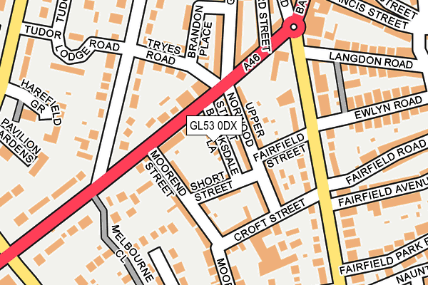 GL53 0DX map - OS OpenMap – Local (Ordnance Survey)