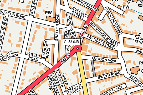 GL53 0JB map - OS OpenMap – Local (Ordnance Survey)