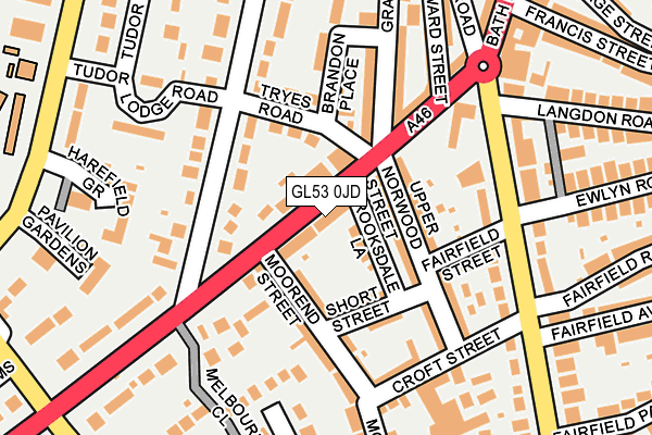 GL53 0JD map - OS OpenMap – Local (Ordnance Survey)