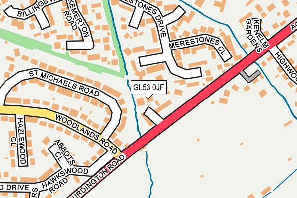 GL53 0JF map - OS OpenMap – Local (Ordnance Survey)