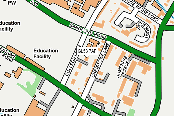 GL53 7AF map - OS OpenMap – Local (Ordnance Survey)