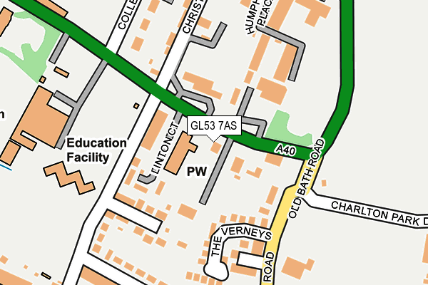 GL53 7AS map - OS OpenMap – Local (Ordnance Survey)