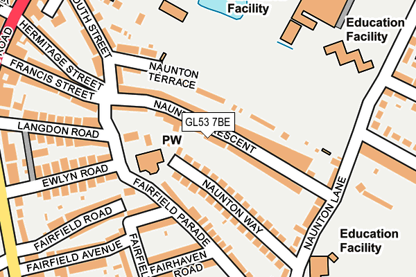 GL53 7BE map - OS OpenMap – Local (Ordnance Survey)