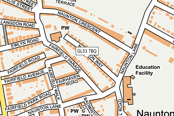GL53 7BQ map - OS OpenMap – Local (Ordnance Survey)