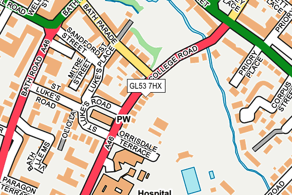 GL53 7HX map - OS OpenMap – Local (Ordnance Survey)