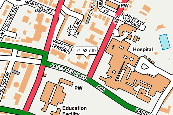 GL53 7JD map - OS OpenMap – Local (Ordnance Survey)