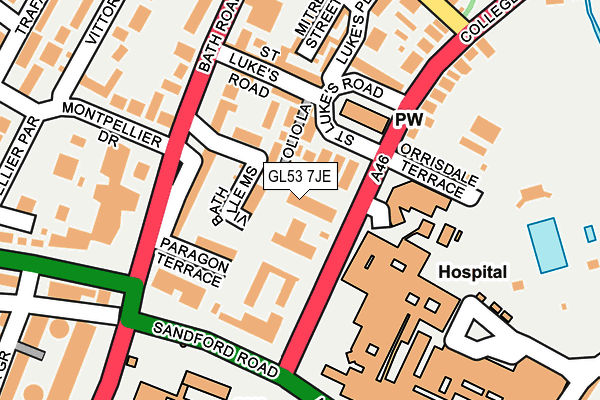GL53 7JE map - OS OpenMap – Local (Ordnance Survey)