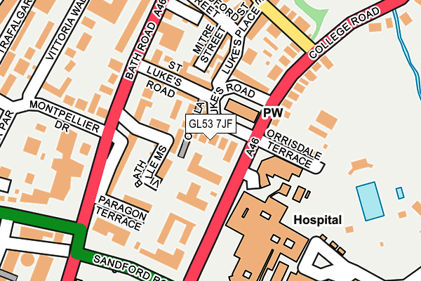 GL53 7JF map - OS OpenMap – Local (Ordnance Survey)