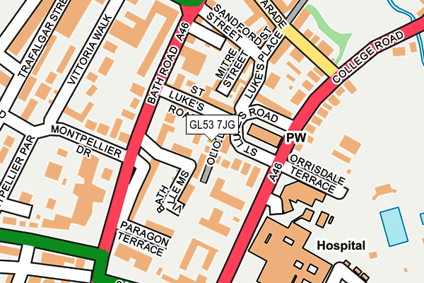 GL53 7JG map - OS OpenMap – Local (Ordnance Survey)