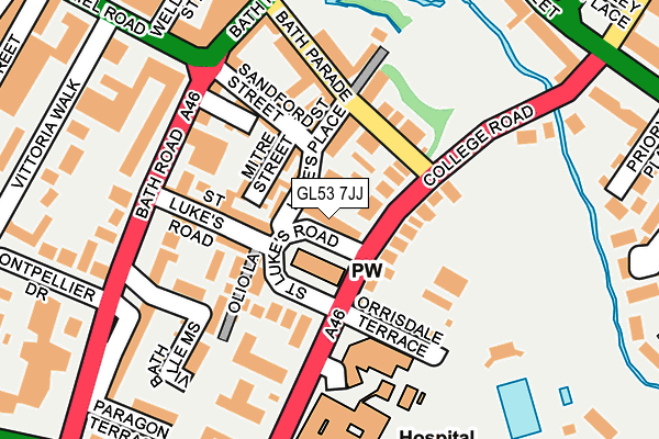 GL53 7JJ map - OS OpenMap – Local (Ordnance Survey)