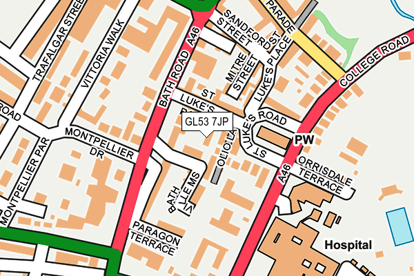 GL53 7JP map - OS OpenMap – Local (Ordnance Survey)