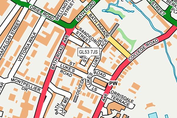 GL53 7JS map - OS OpenMap – Local (Ordnance Survey)