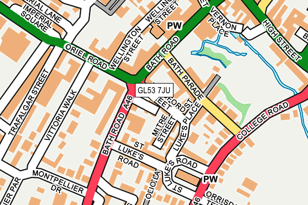 GL53 7JU map - OS OpenMap – Local (Ordnance Survey)