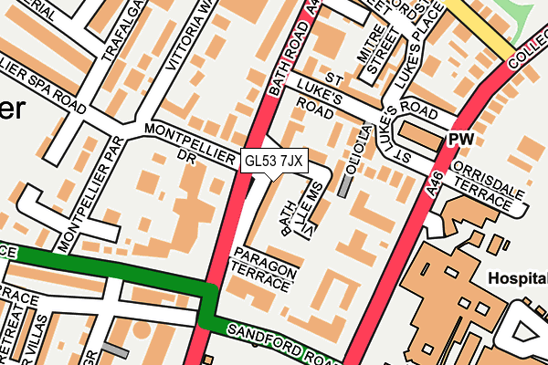 GL53 7JX map - OS OpenMap – Local (Ordnance Survey)