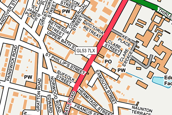 GL53 7LX map - OS OpenMap – Local (Ordnance Survey)