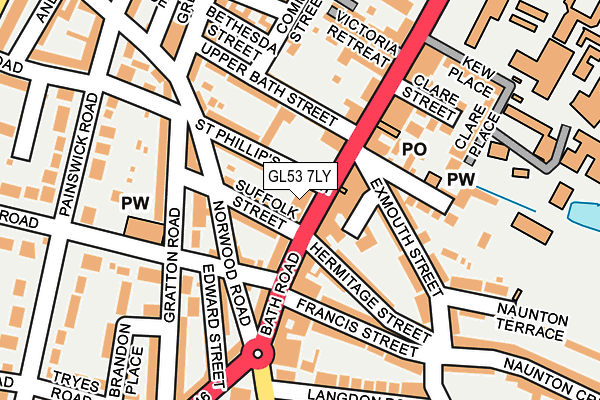 GL53 7LY map - OS OpenMap – Local (Ordnance Survey)