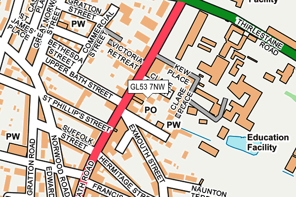 GL53 7NW map - OS OpenMap – Local (Ordnance Survey)