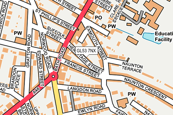 GL53 7NX map - OS OpenMap – Local (Ordnance Survey)