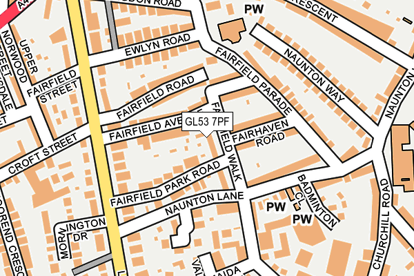 GL53 7PF map - OS OpenMap – Local (Ordnance Survey)