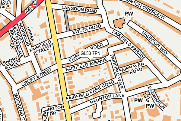GL53 7PN map - OS OpenMap – Local (Ordnance Survey)