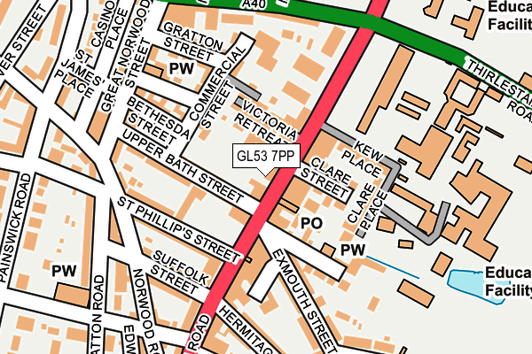 GL53 7PP map - OS OpenMap – Local (Ordnance Survey)