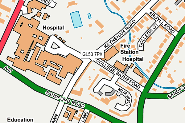 GL53 7PX map - OS OpenMap – Local (Ordnance Survey)