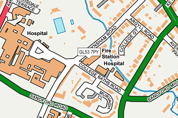 GL53 7PY map - OS OpenMap – Local (Ordnance Survey)